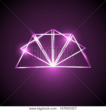 Abstract background with pink neon triangles, stock vector