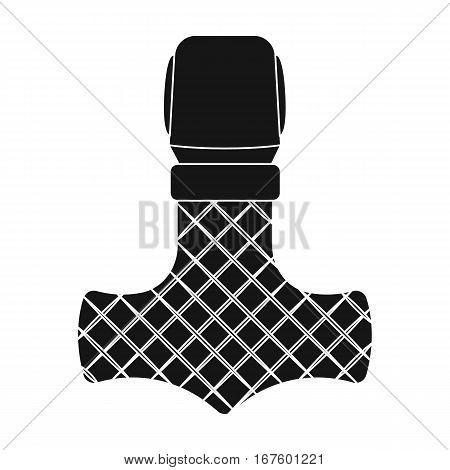 Viking god hammer icon in black design isolated on white background. Vikings symbol stock vector illustration. - stock vector