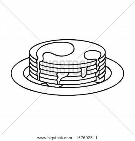 Pancakes with honey icon in outline style isolated on white background. Apairy symbol vector illustration - stock vector