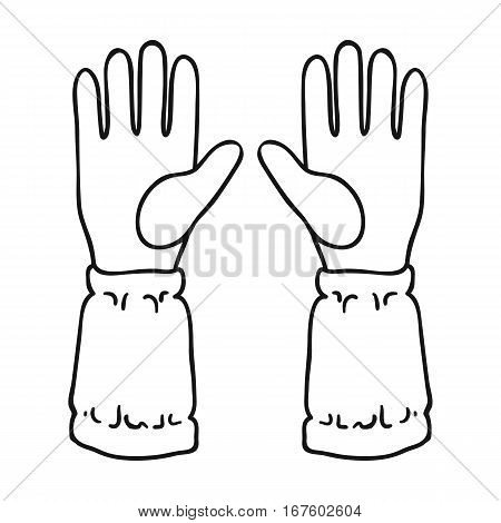 Beekeeper s gloves icon in outline style isolated on white background. Apairy symbol vector illustration - stock vector
