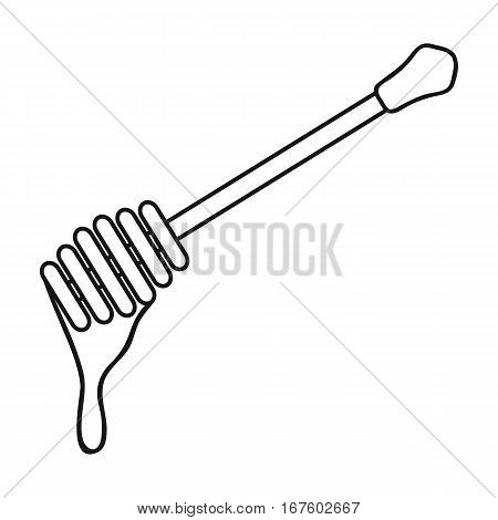 Honey dipper icon in outline style isolated on white background. Apairy symbol vector illustration - stock vector