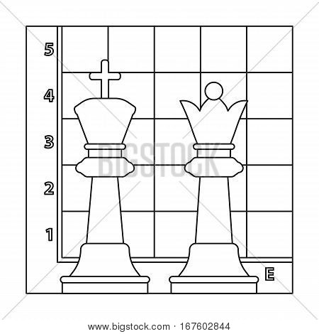 Chess icon in outline style isolated on white background. Board games symbol vector illustration. - stock vector