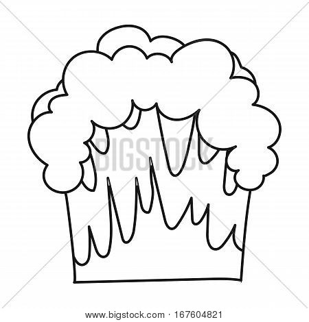 Nuclear explosion icon in outline design isolated on white background. Explosions symbol stock vector illustration. - stock vector