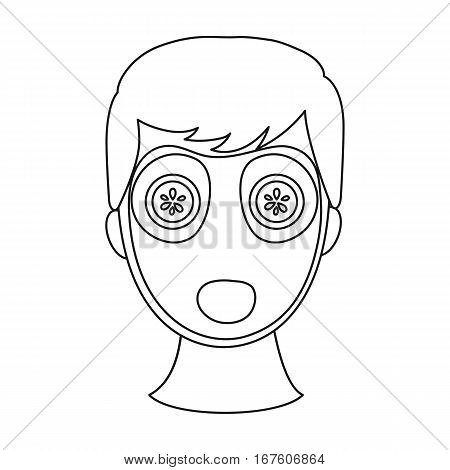 Facial mask icon in outline style isolated on white background. Skin care symbol vector illustration. - stock vector