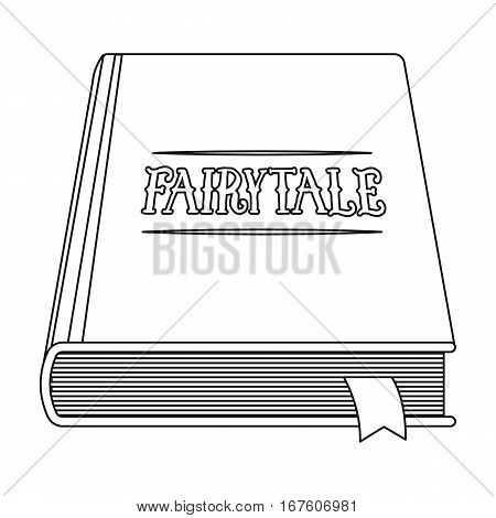 Book with fairytales icon in outline design isolated on white background. Sleep and rest symbol stock vector illustration. - stock vector