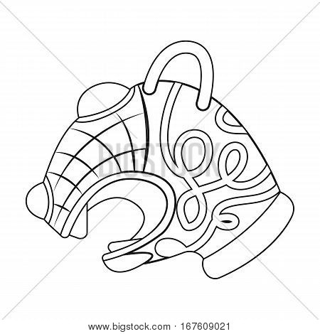 Animal head of viking s ship icon in outline design isolated on white background. Vikings symbol stock vector illustration. - stock vector