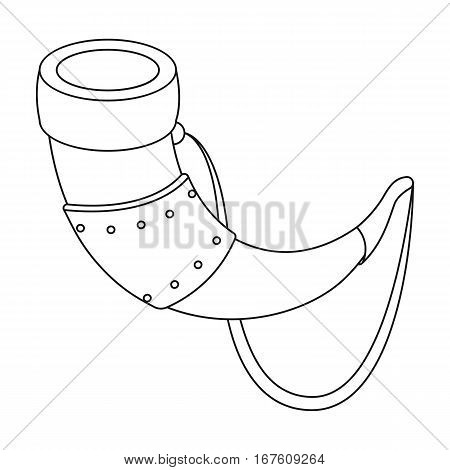 Viking horn icon in outline design isolated on white background. Vikings symbol stock vector illustration. - stock vector