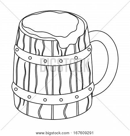 Viking ale icon in outline design isolated on white background. Vikings symbol stock vector illustration. - stock vector