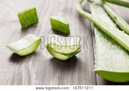 Aloe Vera Fresh Leaf On The Wooden Table