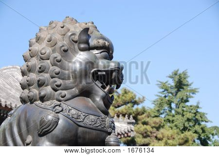 Guardian kamenného lva v parku - Peking