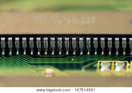 Electronic circuit board. CPU and memory chips