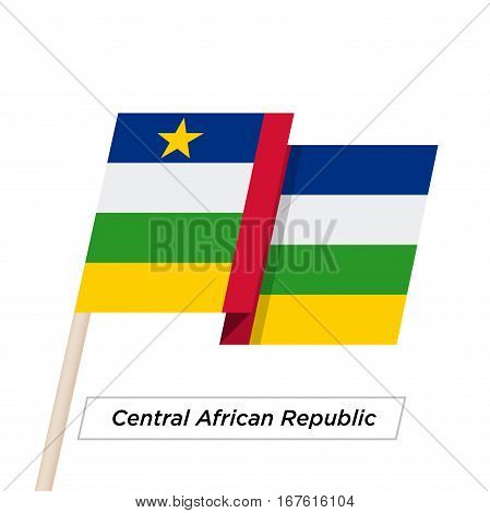 Central African Republic Ribbon Waving Flag Isolated on White. Vector Illustration. Central African Republic Flag with Sharp Corners