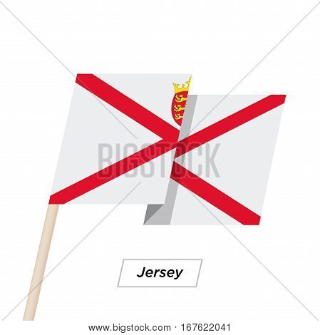 Jersey Ribbon Waving Flag Isolated on White. Vector Illustration. Jersey Flag with Sharp Corners