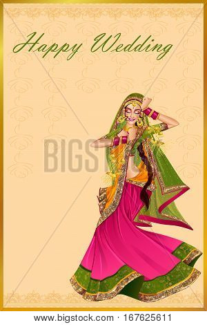 Vector design of Indian woman bride in wedding ceremony of India