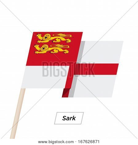 Sark Ribbon Waving Flag Isolated on White. Vector Illustration. Sark Flag with Sharp Corners