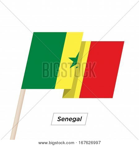 Senegal Ribbon Waving Flag Isolated on White. Vector Illustration. Senegal Flag with Sharp Corners