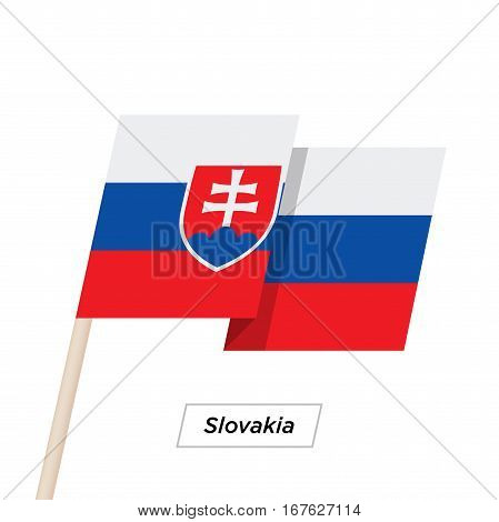 Slovakia Ribbon Waving Flag Isolated on White. Vector Illustration. Slovakia Flag with Sharp Corners