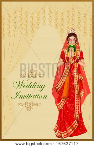 Vector design of Indian woman bride in wedding ceremony of India