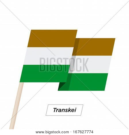 Transkei Ribbon Waving Flag Isolated on White. Vector Illustration. Transkei Flag with Sharp Corners