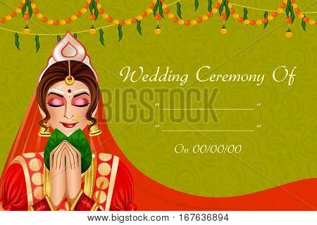 Vector design of Indian woman bride in wedding ceremony of India