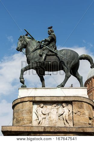 PADUA, ITALY - MAY 3, 2016: Equestrian statue of Gattamelata in Padua Italy