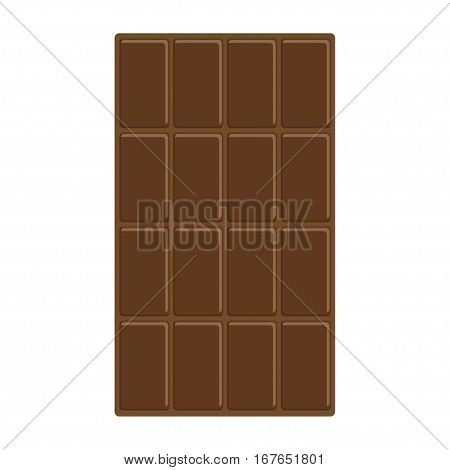 Chocolate bar icon. Tasty sweet food Milk dark dessert. Rectangle shape Vertical piece. Modern simple style. Flat design. White background. Isolated. Vector illustration