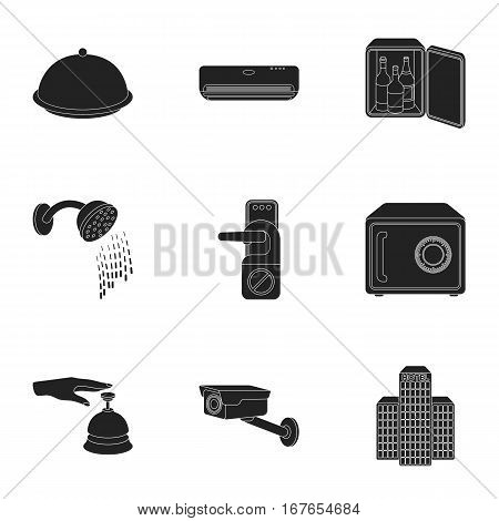 Hotel set icons in black style. Big collection of hotel vector symbol stock
