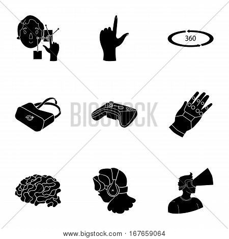 Virtual reality set icons in black design. Big collection of virtual reality vector symbol stock illustration