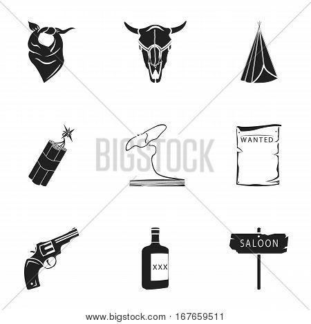 Wild west set icons in black style. Big collection of wild west vector symbol stock