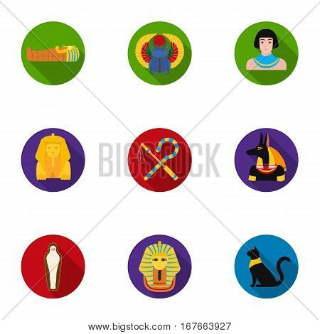 Ancient Egypt set icons in flat style. Big collection of ancient Egypt vector symbol stock