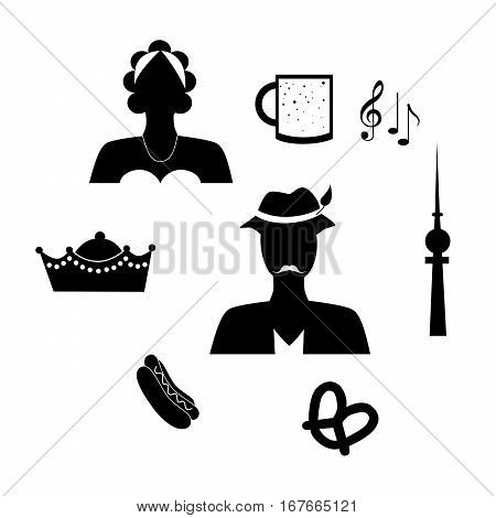 set of icons in the style of a flat design on the theme of germany.