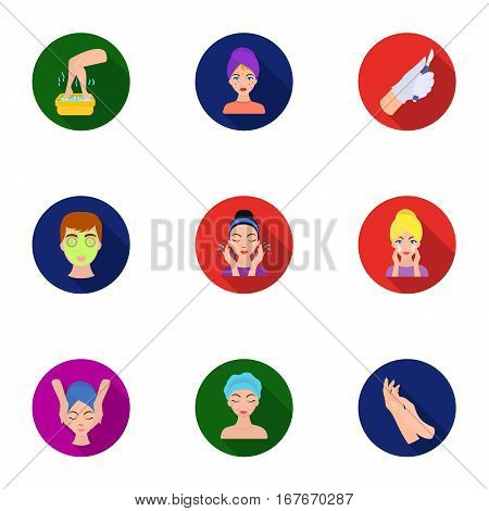 Skin care set icons in flat style. Big collection of skin care vector symbol stock