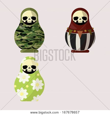 vector illustration set of scary dolls. collection of cute dolls