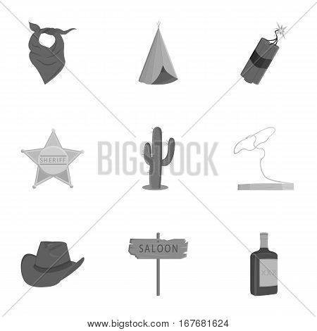 Wild west set icons in monochrome style. Big collection of wild west vector symbol stock