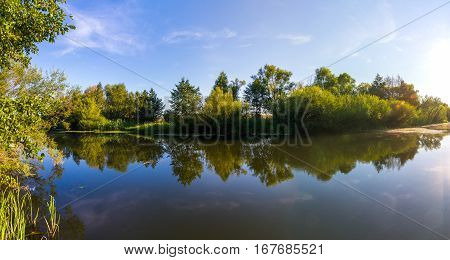 Panorama of the river in central Russia