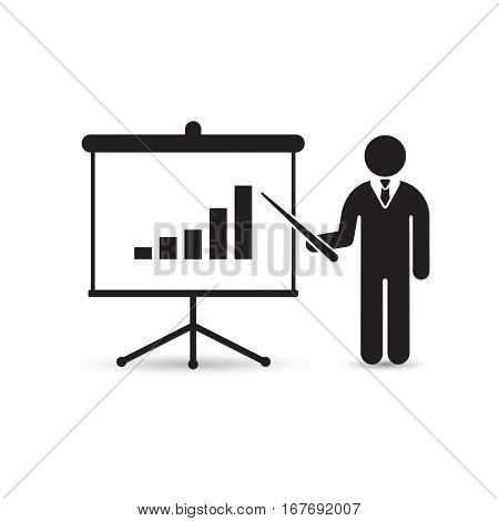 Growing chart businessman presentation Icon. Vector illustration.