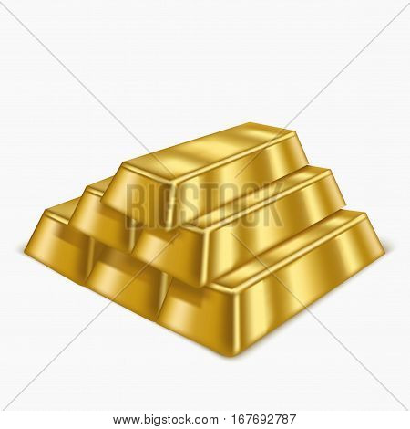 Realistic Gold Bars or Bullion Treasure Symbol of Rich, Reserve and Luxury. Vector illustration