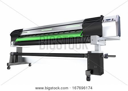 Wide Format Ink Printer Isolated on White Background. 3D Rendered Printer Plotter Illustration.