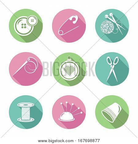 Set of nine icons on the theme of the handmade.