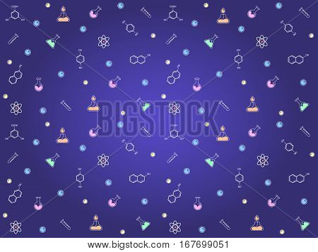 Bright pattern on chemistry and science. Seamless texture.