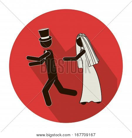 circular shape pictogram of wife chasing husband vector illustration