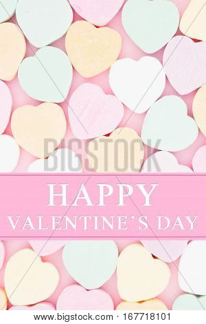Old fashion Valentine's greeting Retro heart shaped candy with text Happy Valentine's Day