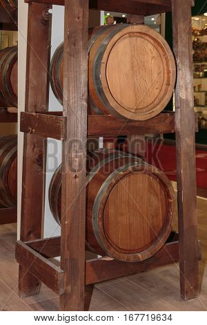 Two Big Oak Wooden Barrels