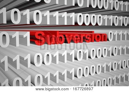 Subversion in the form of binary code, 3D illustration