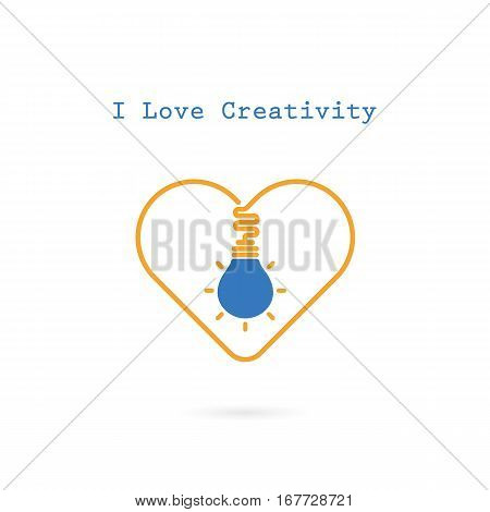 Creative light bulb and Heart sign vector design banner template.Light bulb icon with heart as inspiration concept.Business and industrial creative logotype symbol.Vector flat design illustration