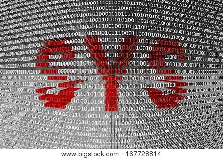 SYS in the form of binary code, 3D illustration