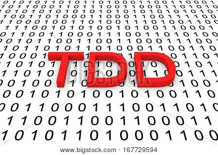 TDD in the form of binary code, 3D illustration