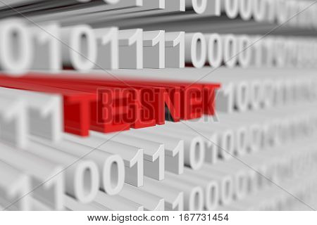 TELNET in binary code with blurred background 3D illustration