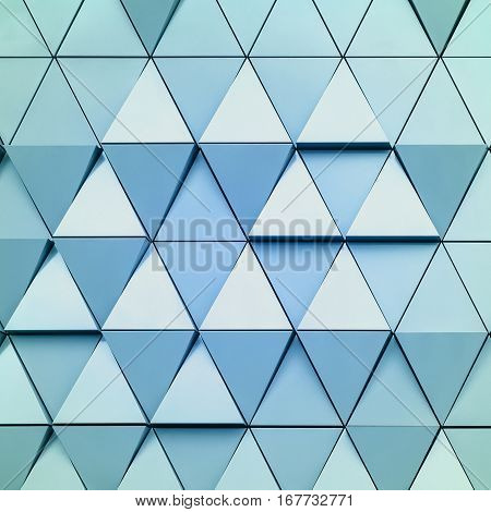 Abstract 3d illustration of modern aluminum ventilated facade of triangles