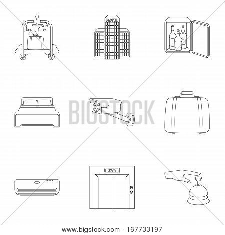 Hotel set icons in outline style. Big collection of hotel vector symbol stock